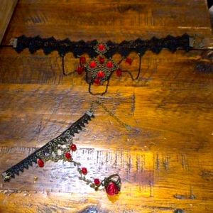 Black and red jewelry new and in good shape